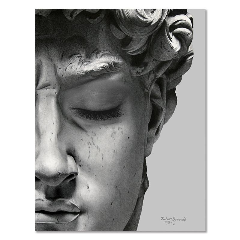 Ретро Ренессанс Давид Твердая скульптура Холст Картины Половина лица Портрет Печать Постеры Художественные картины для декора стен комнаты
