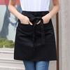 Unisex Waterproof Half Apron with 2 Pockets Waitress Chef Waist Apron Resistant Restaurant Cafe Lace-up Short Apron
