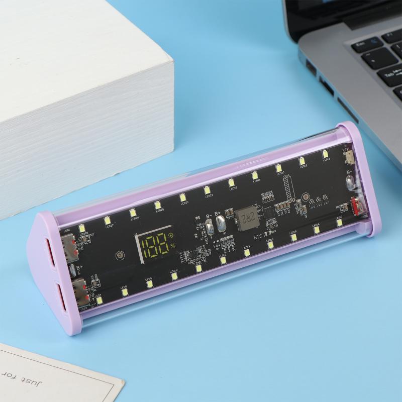 DIY 22.5W Зарядное устройство Power Bank Корпус Прозрачный PD Быстрая зарядка Корпус для батарей 18650 Со светодиодной подсветкой