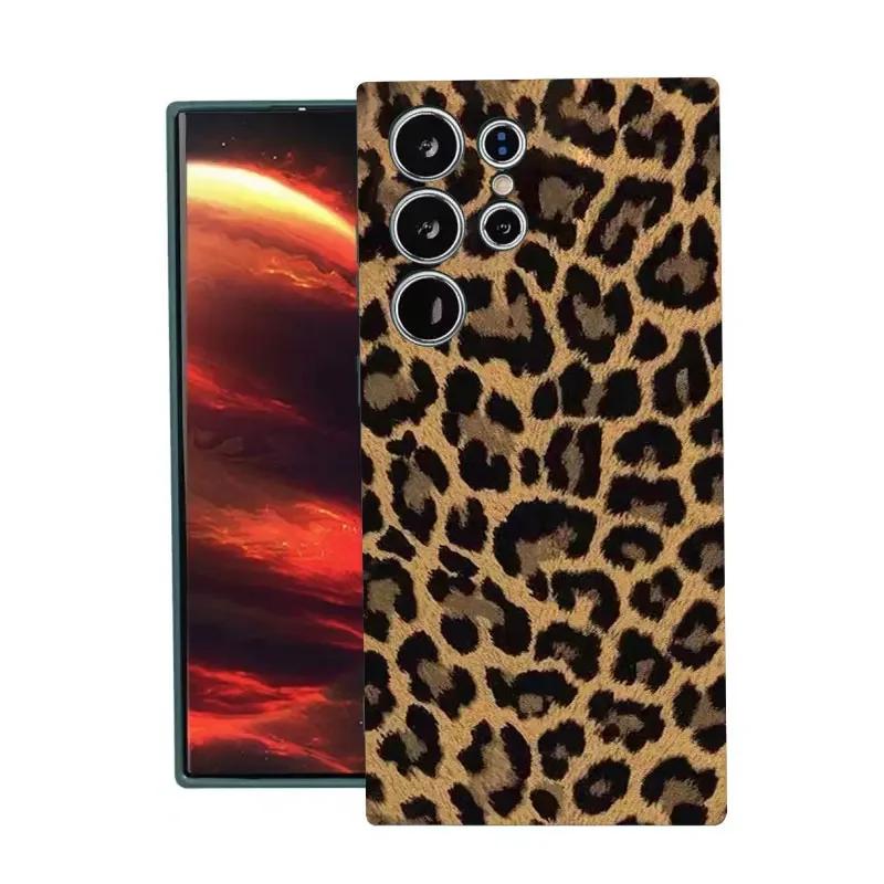 Модный Коричневый Леопардовый Кожаный Чехол для Телефона для Samsung Galaxy S24 Ultra S23FE S22 S20 Plus A35 A50 A51 A54 A55 A71 A72 A73