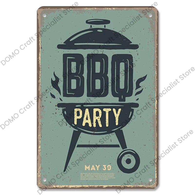Плакат для вечеринки с барбекю, винтажные металлические жестяные вывески для гриля, ретро-налет, Настенный декор для бара, паба, заднего двора, пляжного дома