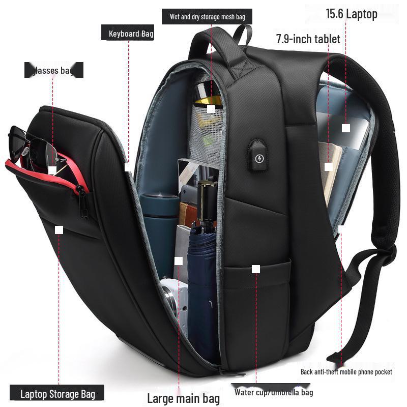 Водонепроницаемый мужской рюкзак Ouge большой вместимости для путешествий и бизнеса