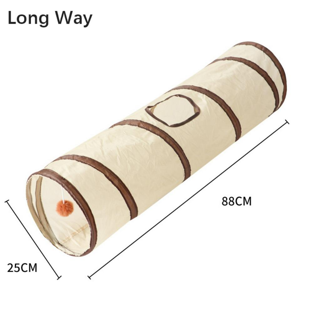 Polyester+Steel Wire Cat Tunnel Tube Foldable Breathable Cat Nest Beige+Coffee Training Interactive Cat Maze Tunnel Puppy