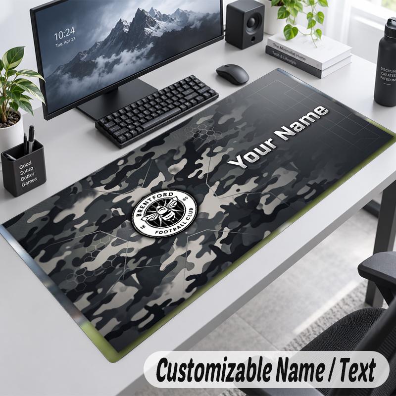 Custom Name Text Mouse Pad Brentford Football Personalized Desk Pad For Work And Gaming
