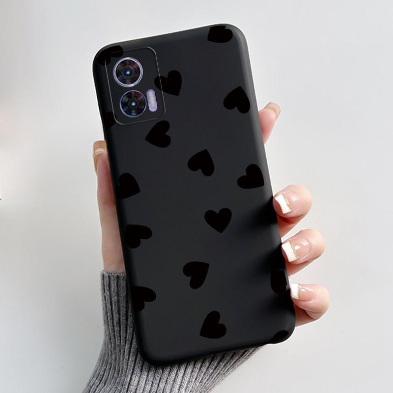 Чехол для Motorola Edge 30 Neo Милый Кролик с Сердечками Тонкий Мягкий Черный TPU Чехол для Moto Edge 30 Lite Fundas Edge30 Fusion Ultra Бампер