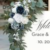 2 Pcs Artificial Flowers Swag Faux Flowers Rose Swag Floral Garland for Ceremonies Sign Backdrop Wedding Arch Stair Railing Decor