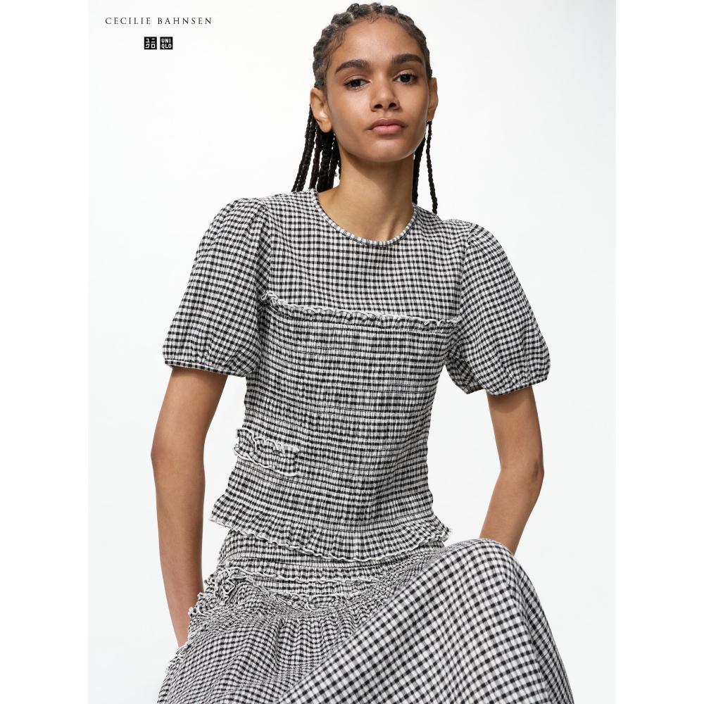Uniqlo Японская футболка с объемными рукавами и сборками
