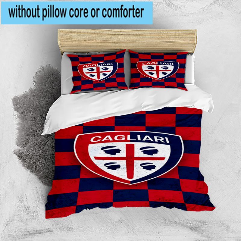 3PCS Football Cagliari Design Bedding Set,Including 1pc Duvet Cover And 2pcs Pillowcases Perfect for Bedroom, Dormitory, Fan Christmas gift
