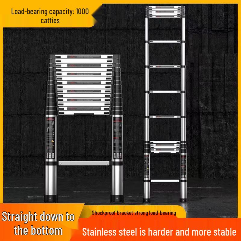 Multi-Purpose Stainless Steel Attic Retractable Ladder: Folding, Portable, Indoor I-shaped Ladder