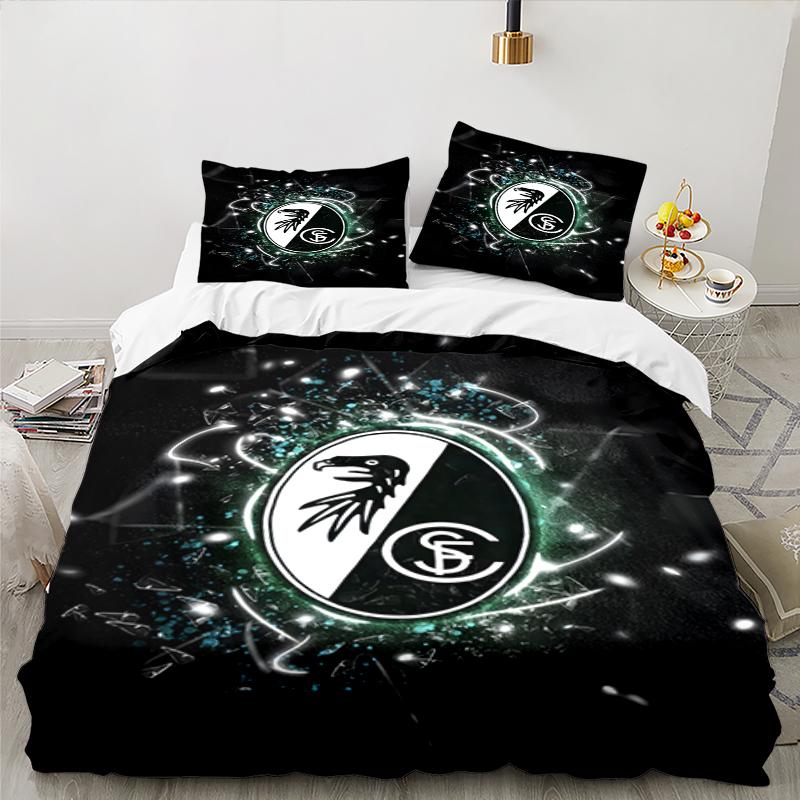 3PCS Eagle Symbol Frei-burg Football Bedding set,Ideal for1pc Duvet Cover And 2pcs Pillowcases Perfect for Christmas gift,Ideal for Bedroom,Dormitory