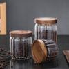 Vertical Acacia wood cover tea can coffee bean storage sealed tank kitchen home storage tank