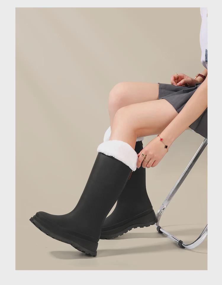 Женские водонепроницаемые высокие резиновые сапоги в японском стиле 2025 года: Модный, нескользящий, готовый к использованию на открытом воздухе, с плоским дном