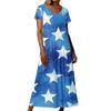 Женское летнее повседневное модное платье с коротким рукавом и карманом на День независимости с коротким рукавом