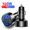 100W 5 Ports Car Charger Fast Charging PD QC3.0 USB C Car Phone Charger Type C Adapter In Car For iPhone Samsung Xiaomi