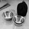 3 шт. походные миски, посуда, кухонная утварь с сетчатым мешком, походные миски из нержавеющей стали, столовая посуда для пеших походов, кухни, барбекю, на открытом воздухе