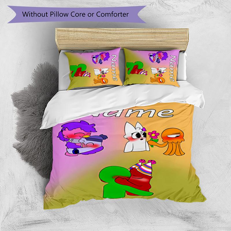 3pcs Custom Name Garten Of Banban Bedding Set Duvet Cover Closure Includes 1 Duvet Cover & 2 Pillowcases for All Seasons Bedroom Decor