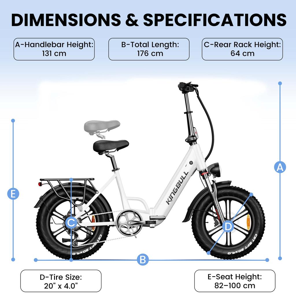 KINGBULL LITERIDE 2.0 500W City Commuter Electric Bike, 20 inches, maximum load capacity 180 kg, maximum range 90 km.