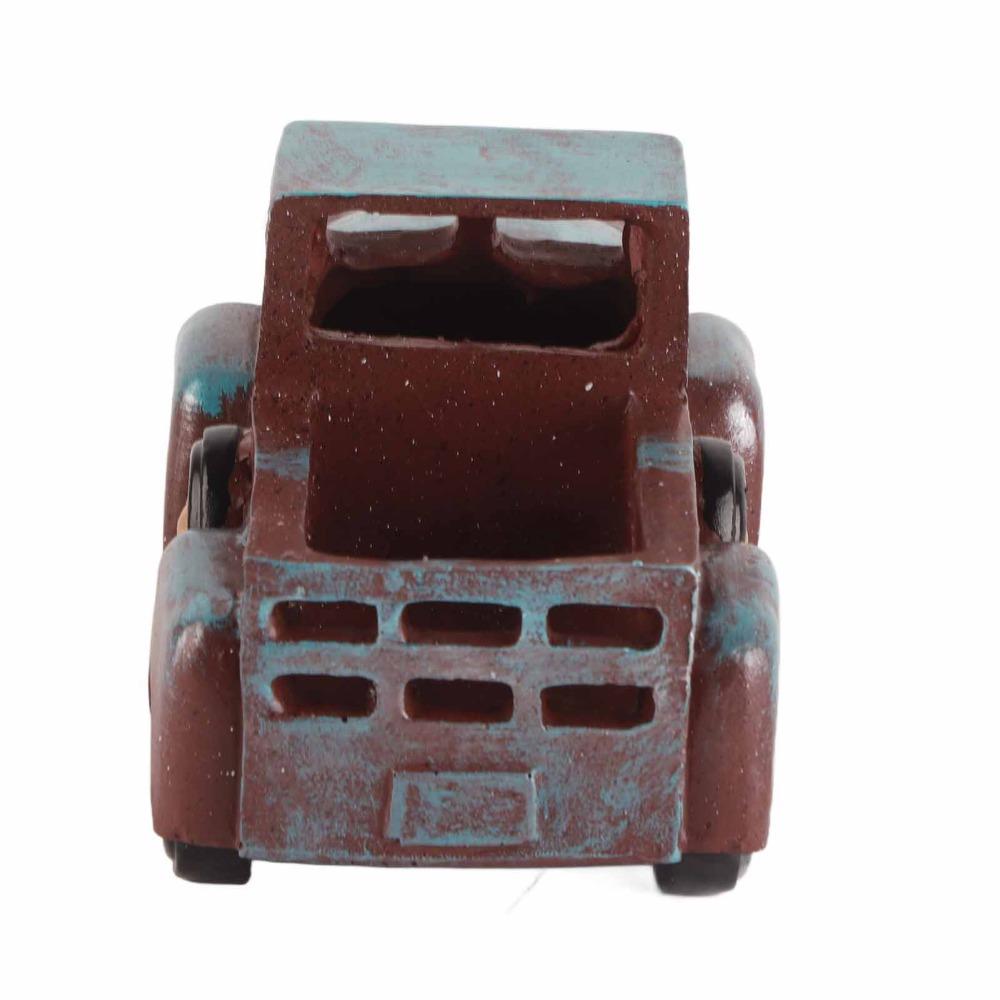 6.3x3.5x3.1in Flower Arrangement Resin Truck Flower Pot Retro Mini Car Statue Spring Decoration