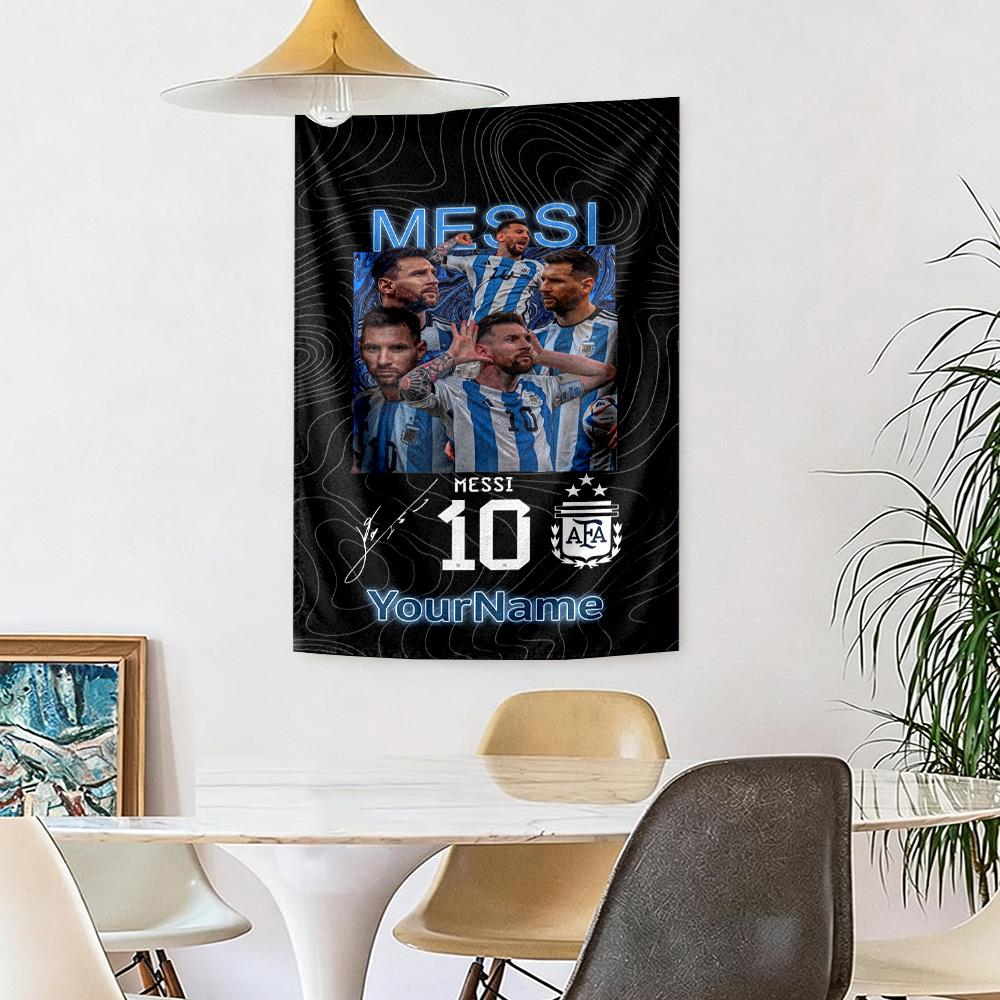 Messi Custom Your Name Wall Decor Tapestry Art For Pet Memorial Birthdaywedding Party Backdrop Family Gift