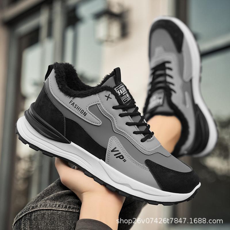 Мужская обувь зимняя бархатная спортивная обувь мужская трендовая универсальная обувь на толстой подошве утолщенная теплая хлопковая обувь повседневная модная обувь для папы