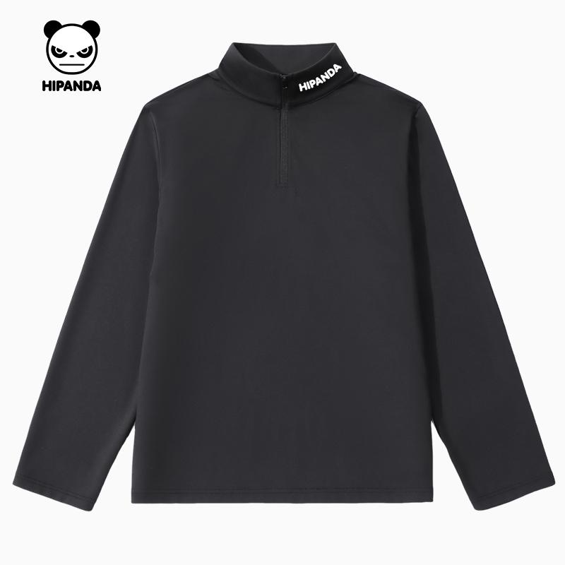 Unisex Fleece Stand-Up Collar Half-Zipper Long-Sleeved T-Shirt