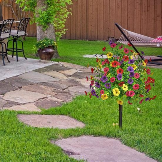 Искусственное топиарное дерево, искусственный кустарник с цветами, устойчивые к ультрафиолетовому излучению, искусственные растения с колышком для наружного, внутреннего сада, крыльца, декора