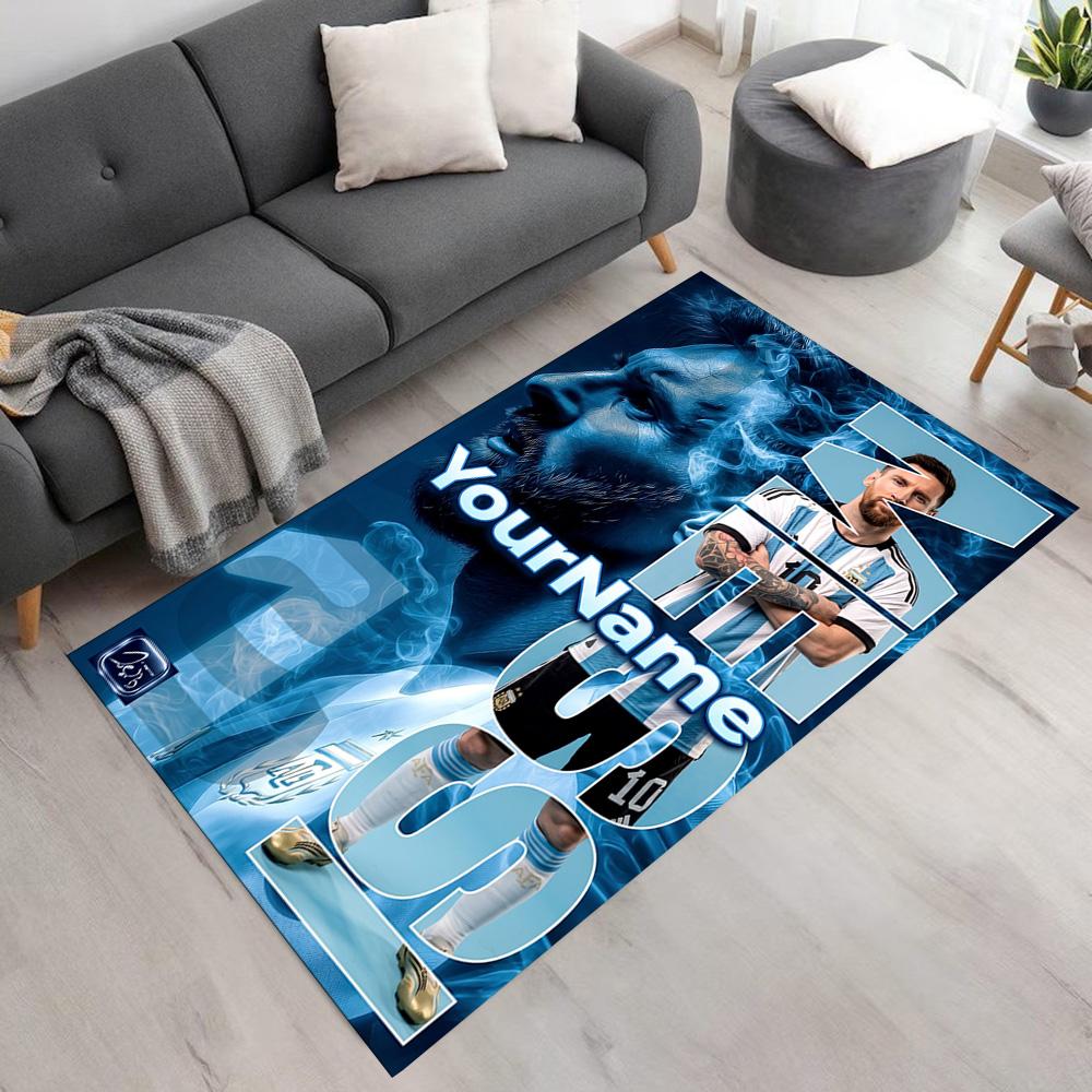 Messi Personalized Name Carpet Suitable for Hallway Game Room Dormitory Balcony Anti-slip Rug Decorate Offices Wedding Party Gift