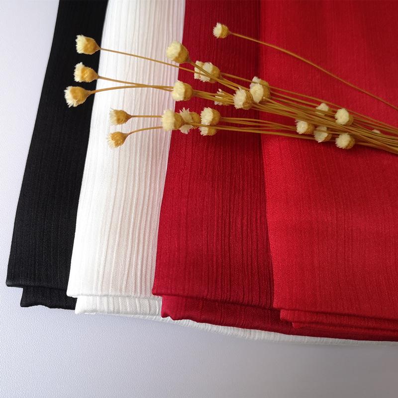 2023 Natural Wrinkled Solid Color Long Crepe Silk Scarf WJA14