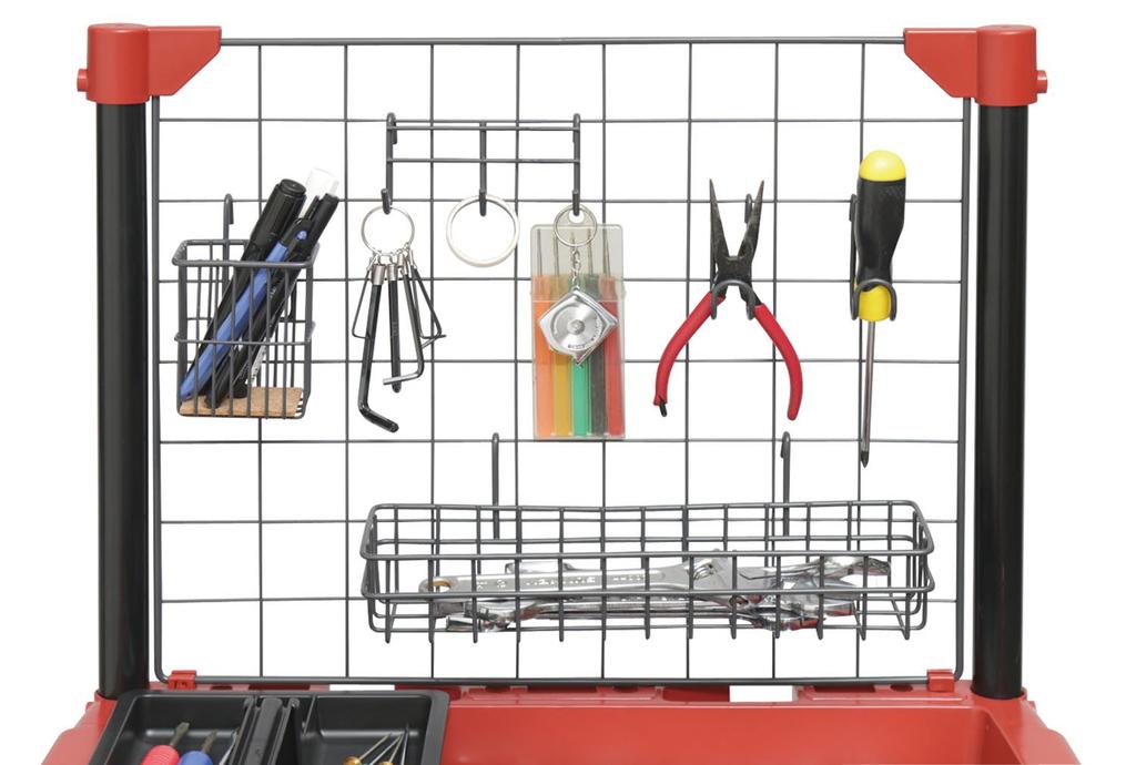 Iris Ohyama Tool Wagon Hard with Mesh Panel Red HDW-3M