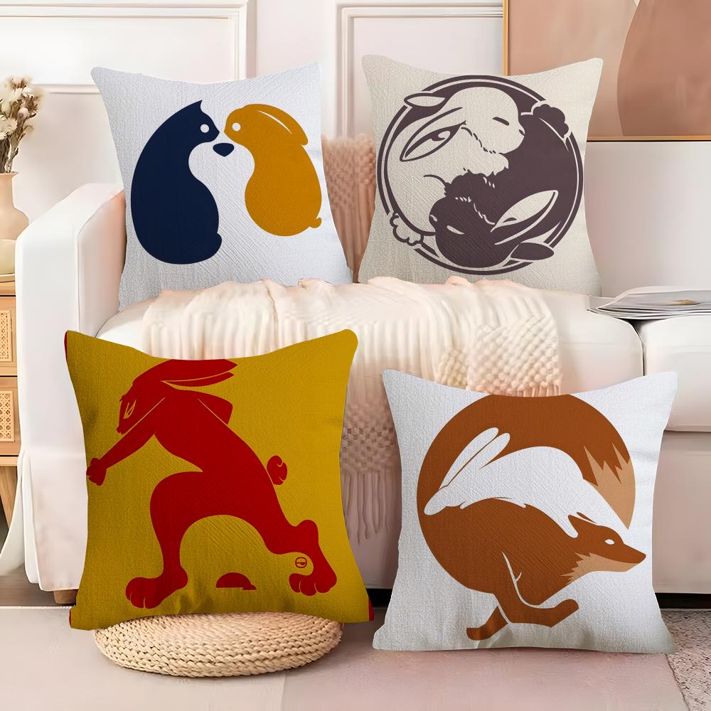 Twin Impression Color Pattern Pillow Case Cotton Linen Fabric Square Zipper Pillowcase Home Decorative Living Room