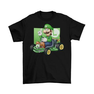 Футболка Luigi Mario Kart для взрослых, унисекс, хлопковая, размеры, смешная, номер, игра, гонки, новая