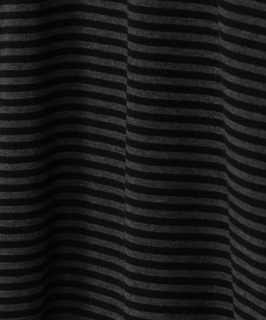 SLOW RECORD HOUSE Striped Short Sleeve T-Shirt_Black