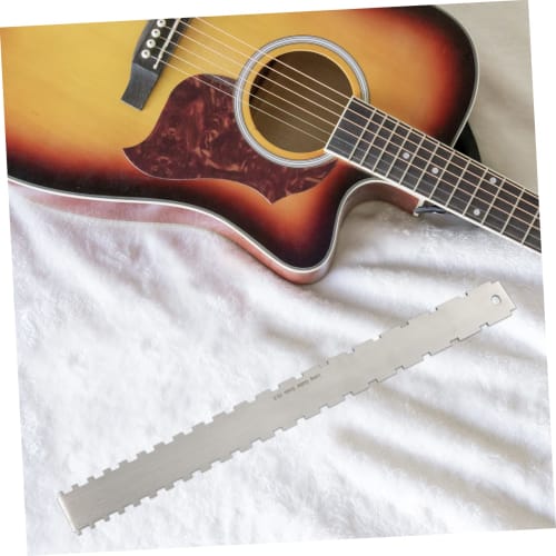 Vaguelly 2-Piece Guitar Neck Ruler, Guitar Tool Gauge Kit, Guitar Accessory Kit, Guitar Fret Crowning, Guitar Nut, Stainless Steel Guitar Ruler, Stain