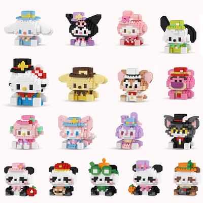 MINISO Игрушки Sanrio Конструктор Микроалмазные блоки Дисней Hello Kitty Kuromi Панда Монтессори Блоки Для Детей Подарки