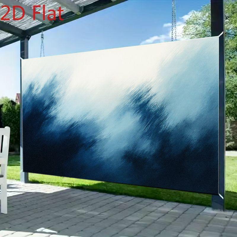Плоская 2D ткань, 1 кусок, с сине-белым градиентным фоном и мягкими абстрактными формами, напоминающими облака или текущую воду