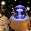 Mozalida Music Box Jellyfish Crystal Ball Music Perfect for or Also Featuring a Moon LED USB Projection and a Soothing Wooden Projection Perfect for