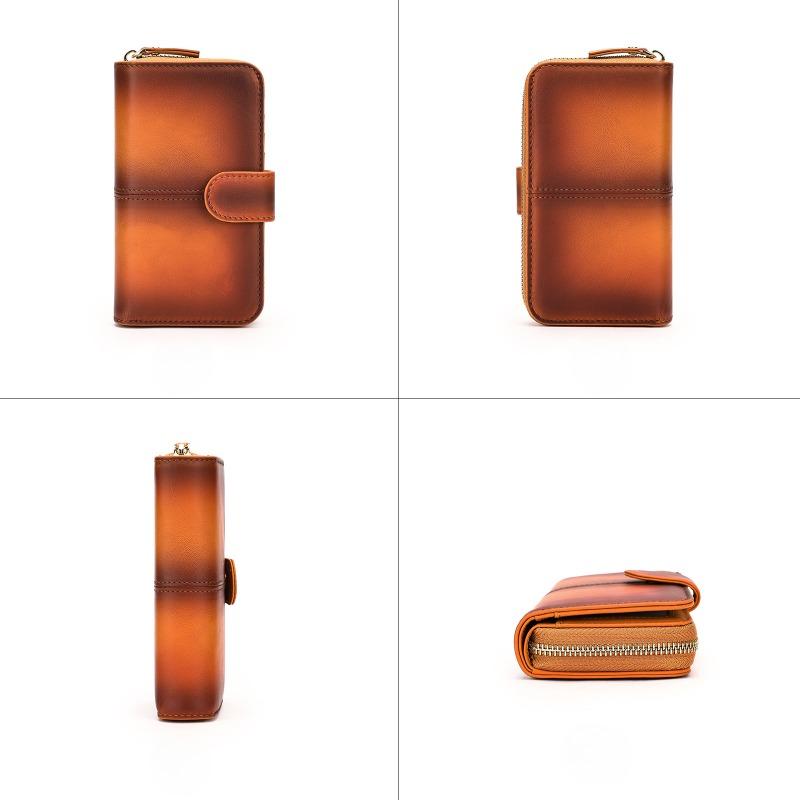 Retro Bag Top-tier Cowhide Men's Wallet Genuine Leather Zipper Coin Purse Leather Card Case