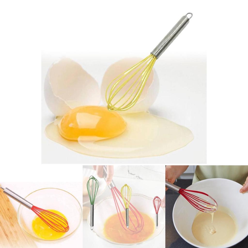 Factory Custom Stainless Steel 304 Egg Beater Cream Whisk Mixer 10 Inch Yellow Silicone