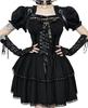 KALAOK Готический Хэллоуин Короткий Размер для Школы и Мероприятий Женский Костюм, Рукава, Черный, S, Фестивали, Вечеринки в Конце Года,