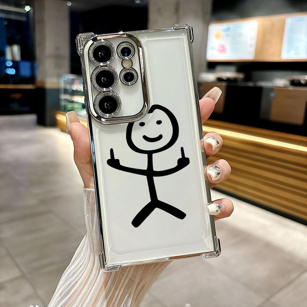 Stickman Middle Finger Cute Man Funda For Samsung S26Ultra Phone Case For Galaxy S25 FE S26 S24 S23 S22 S21 Ultra S20 Plus Cover