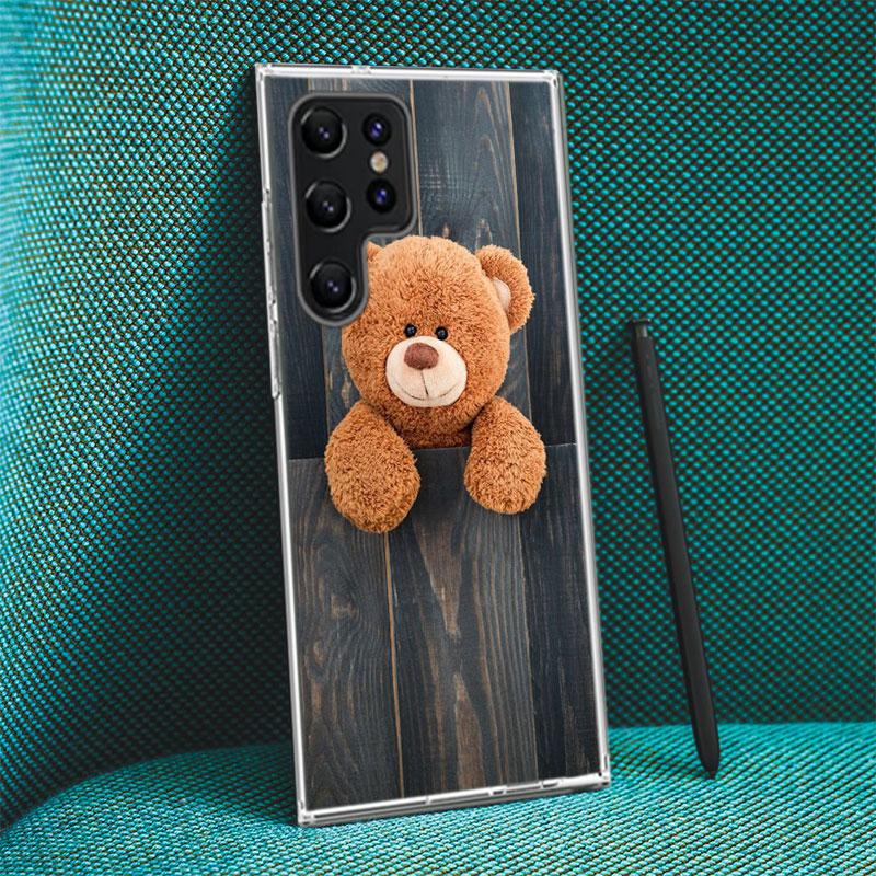 Funny And Cute Bear Capa Phone Case For Samsung S26 Ultra S25 Edge Galaxy S23 S21 S20 S24 FE S22 S10 Plus Cover Clear TPU Shell
