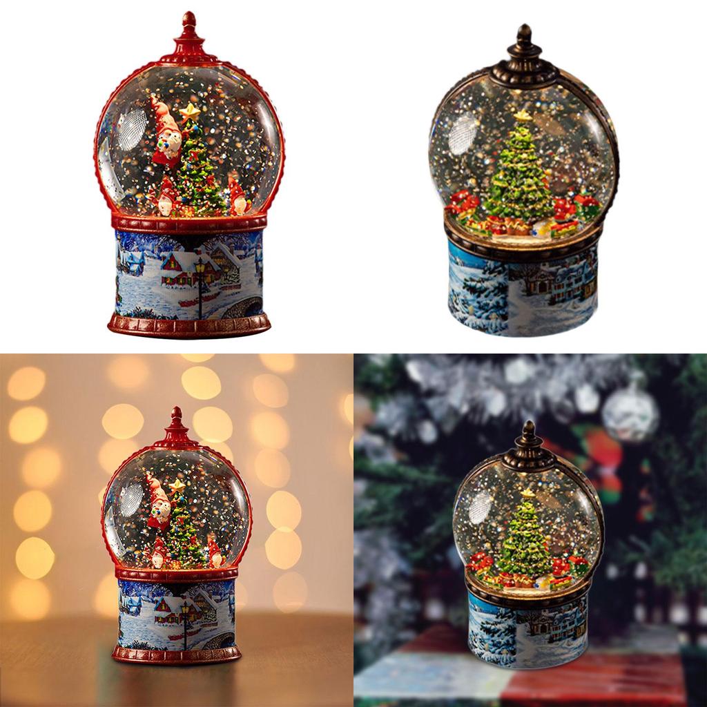 Рождественский снежный шар, ночник, офисная полка, декоративный блестящий настольный орнамент, центральный элемент праздничного стола, музыкальный со светом
