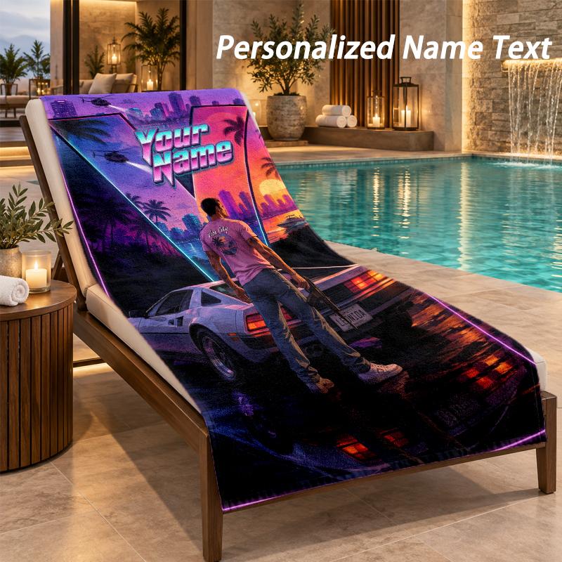 GTA Custom Name Beach Towel Large Soft Towel for Indoor Bathroom Outdoor Beach