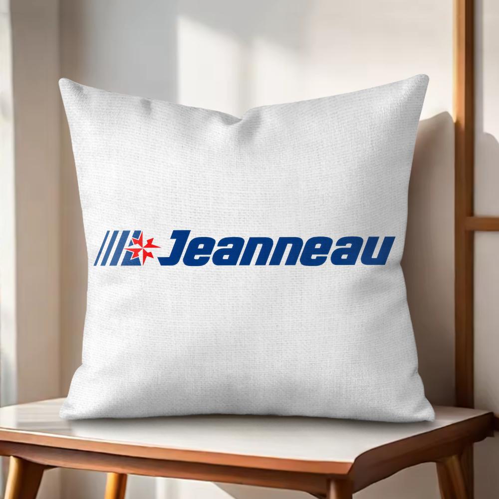 Classic JJEANNEAU Logo Cushion Cover Natural Linen Organic Fabric DoubleSided Printing Couch Pillow Covers Home Decor