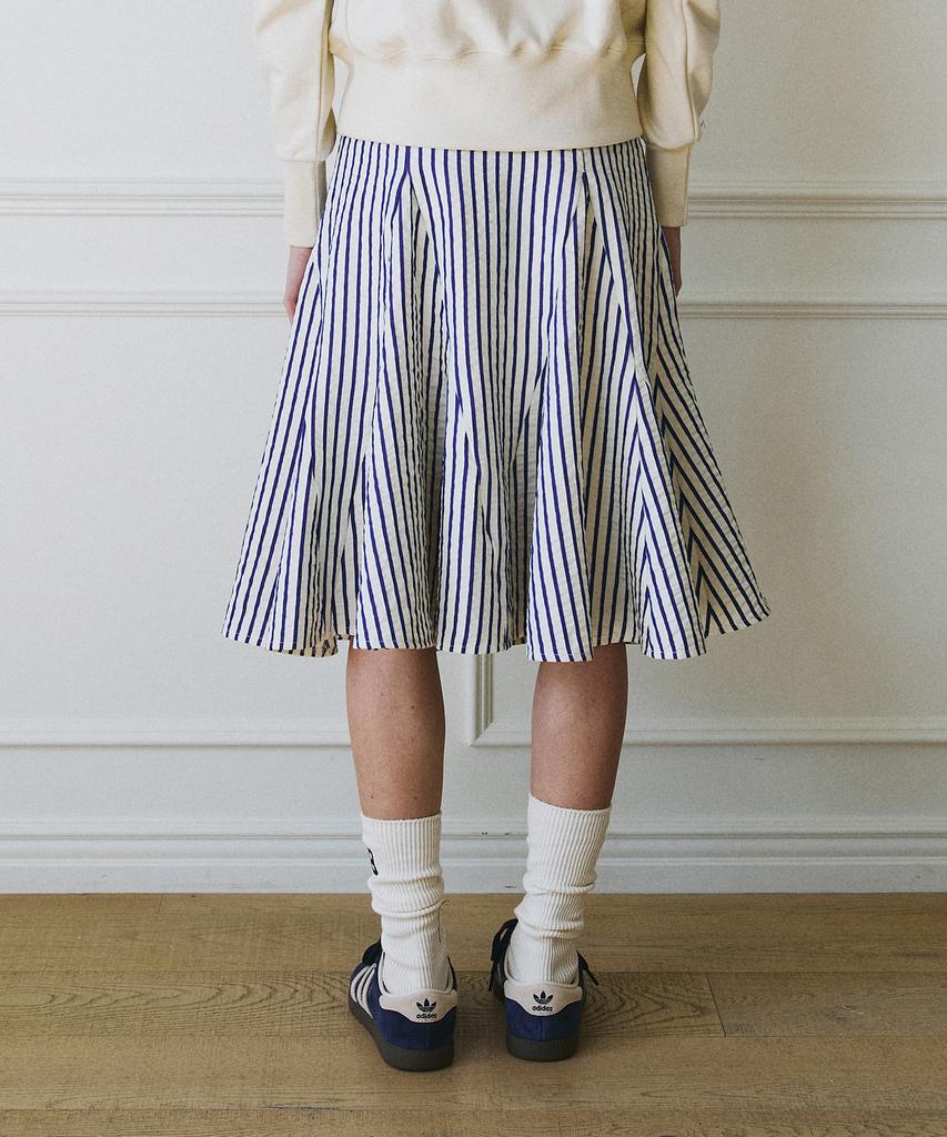 Green Butter Flare Stripe Skirt (Blue)