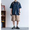 Japanese Retro Fashion Brand Summer Loose Denim Short Sleeved Shirt Artistic Youth Workwear Shirt Men'S And Women'S Layered Jacket