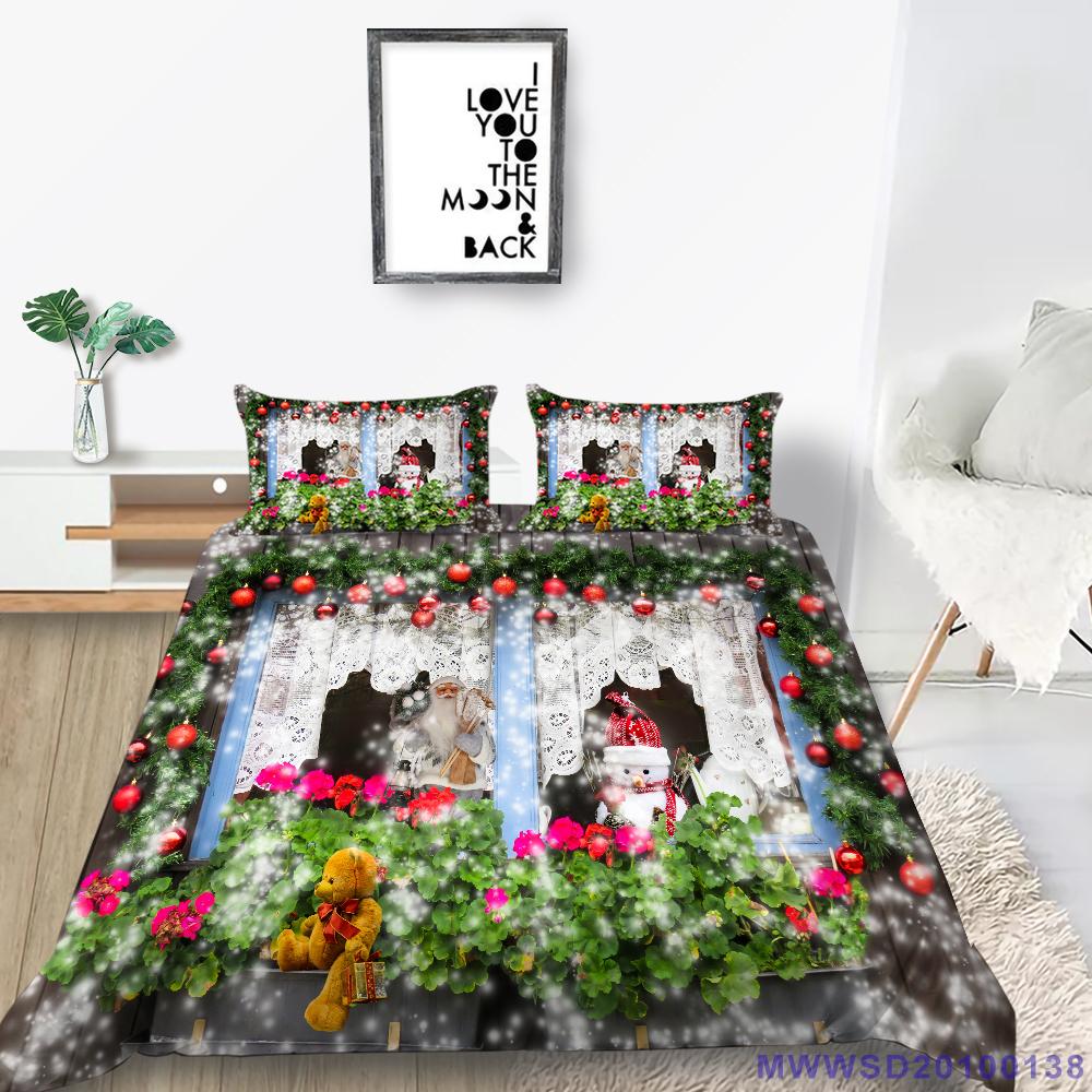 Рождественский комплект домашнего постельного белья, полноразмерное одеяло и наволочка для спальни, 2/3, мягкий моющийся домашний декор