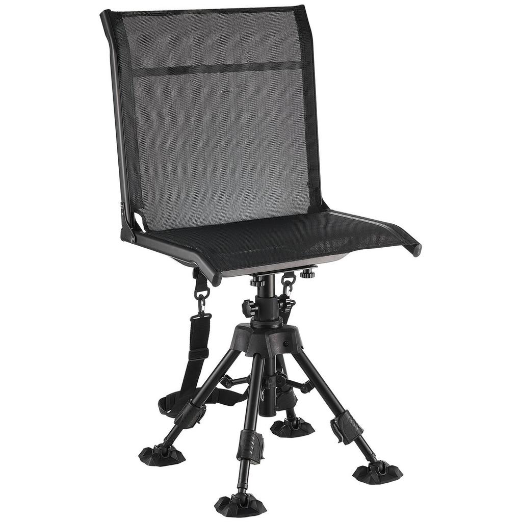 Hunting Chair, 360° Silent Swivel, Foldable Portable Blind Chair, Heavy-Duty Steel Frame Ground Stool Seat with Anti-Sink Swivel Feet, Height
