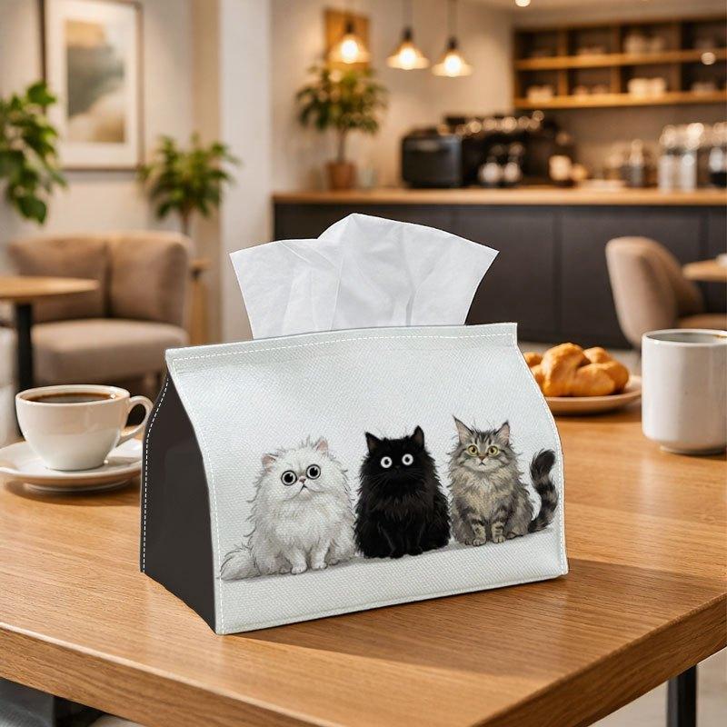 1pc Cute Illustration Tissue Box, Cat Portrait Group Perfect for Outdoor Gatherings, Daily Desktop Use, And Suitable for Bedrooms, Living Rooms, And C