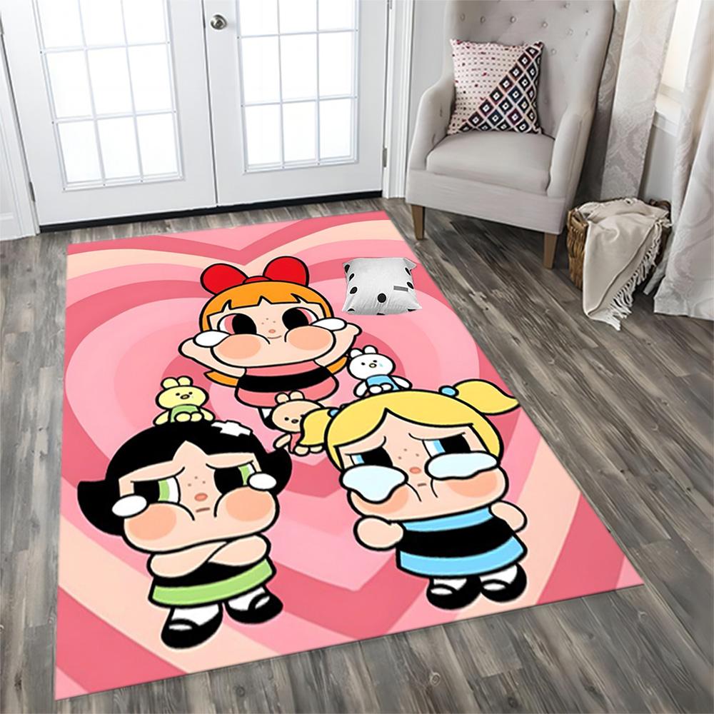 Powerpuff Girls Bubbles' Flight rug for living rooms, bedrooms, home décor, and as gifts.